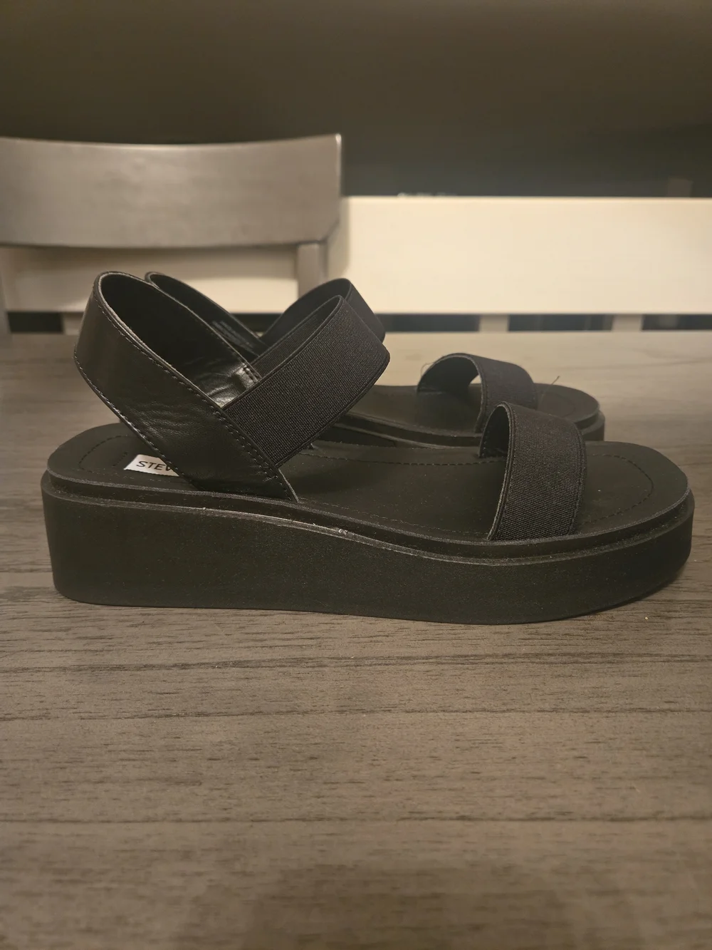 Steve Madden Black Platform Strap Sandals